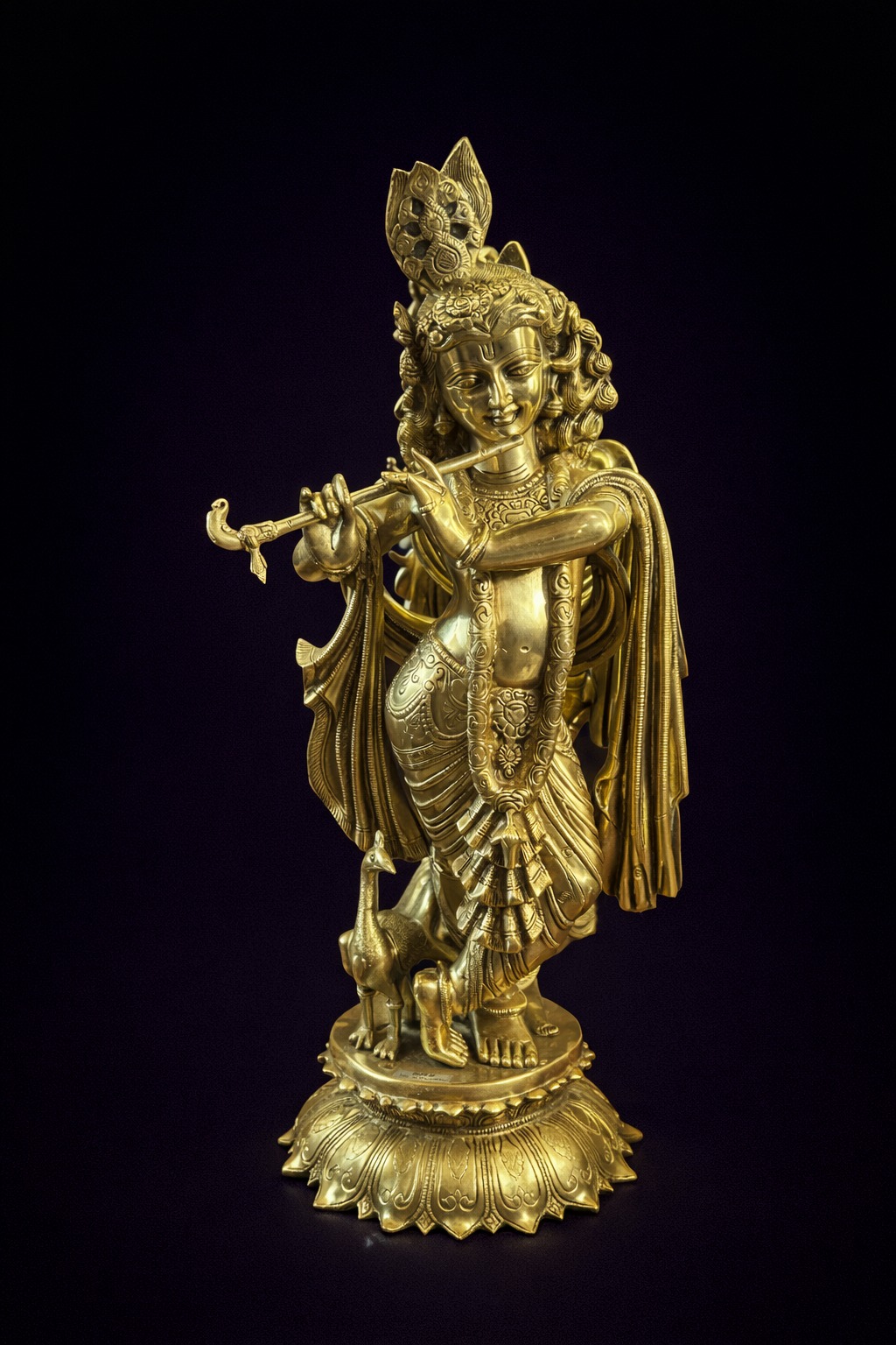 Brass Krishna Playing Flute Statue